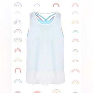 ID Ideology Girls Size S Mesh 2-in-1 Sleeveless Tank Top White Blue Pullover